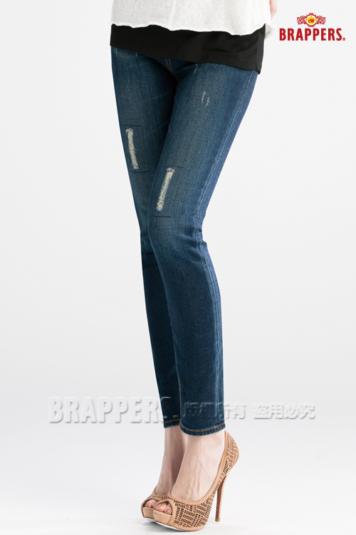 BRAPPERS 女款 新美腳Royal系列-女用中腰彈性九分褲-中藍