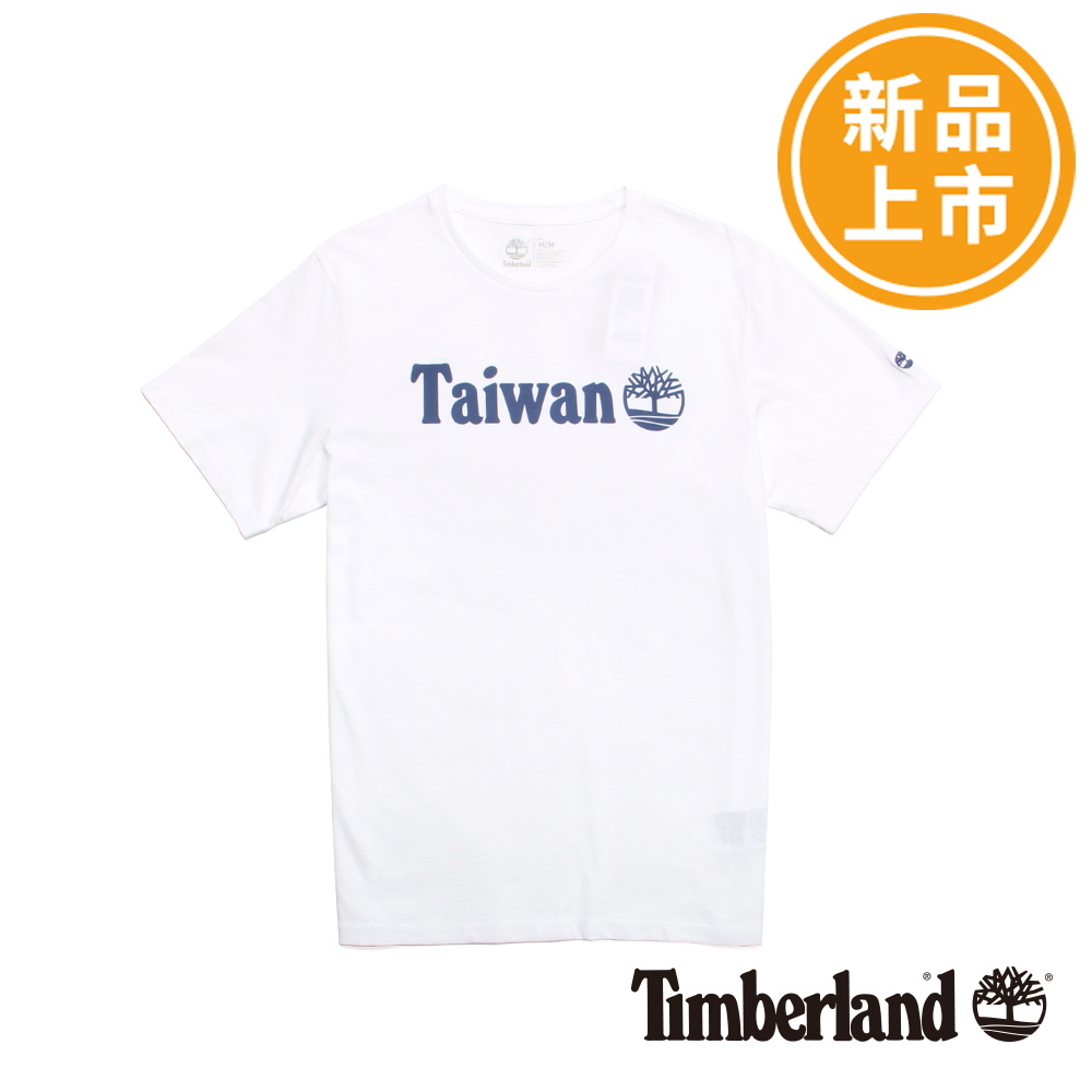 Timberland 男款白色國家款LOGO短袖T恤