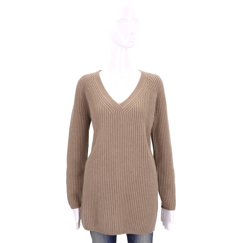 Max Mara-’S Max Mara 駝色羊毛長版針織上衣(80%WOOL)