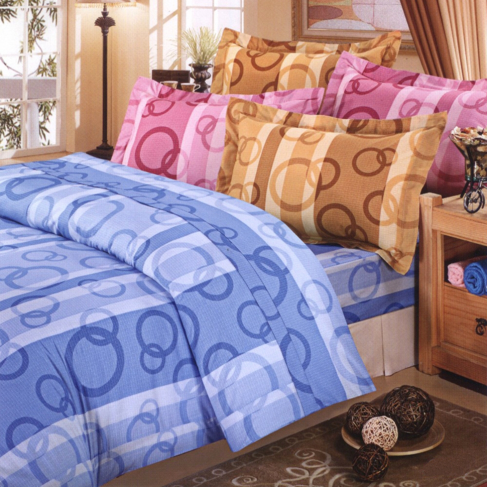 艾莉絲-貝倫 圈圈相連 高級混紡棉 單人鋪棉兩用被床包三件組