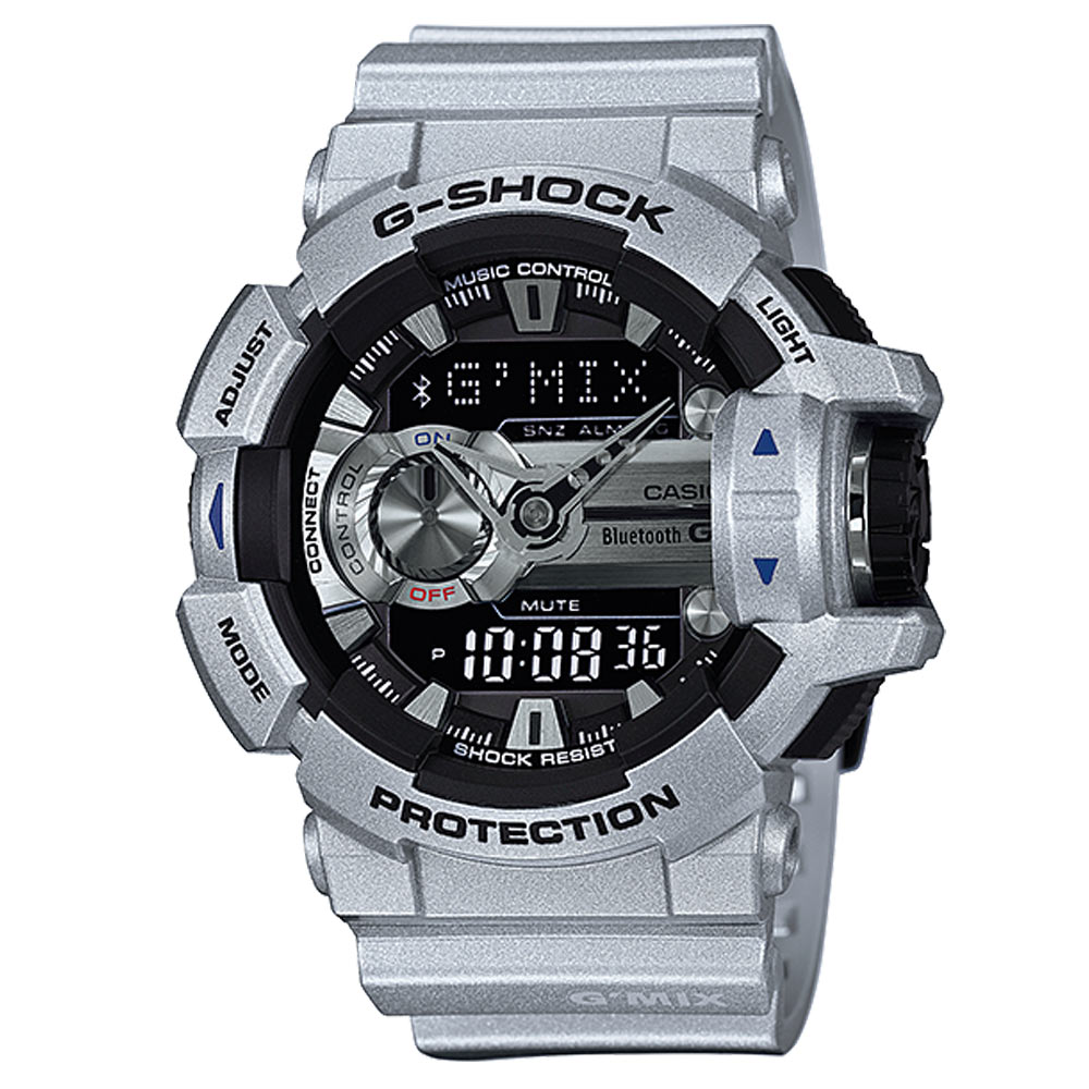 G-SHOCK MIX玩酷生活音樂控制藍芽錶(GBA-400-8B)-灰色/黑面/55mm | G