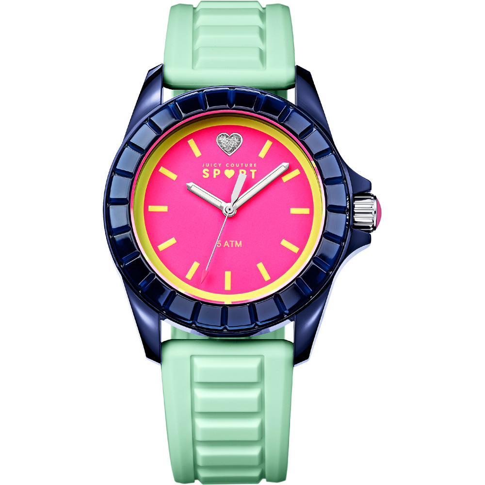 Juicy Couture 馬卡龍TR90晶鑽心腕錶-粉x綠40mm