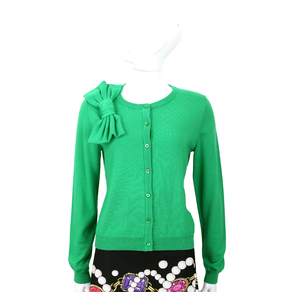 BOUTIQUE MOSCHINO 綠色蝴蝶結飾羊毛針織外套
