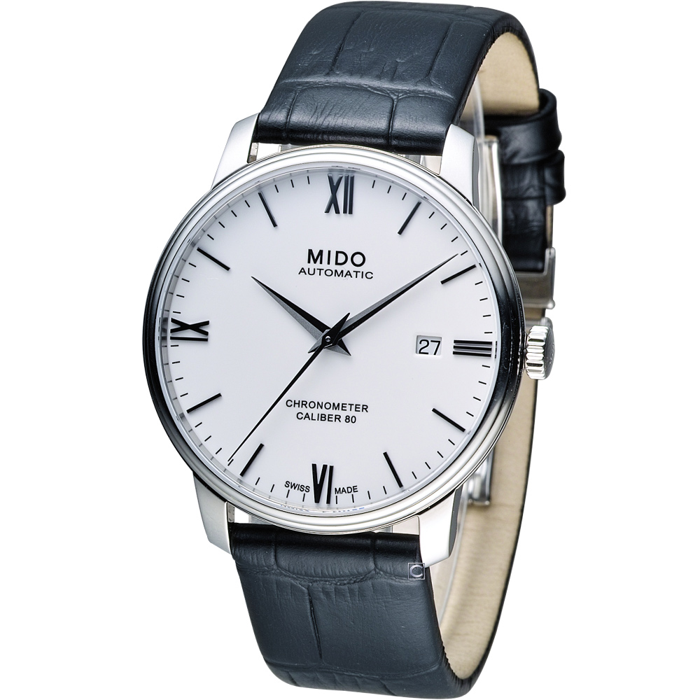 【MIDO 美度】官方授權經銷商M2 Baroncelli III 永恆系列矽游絲天文台認證機械錶-白/40mm