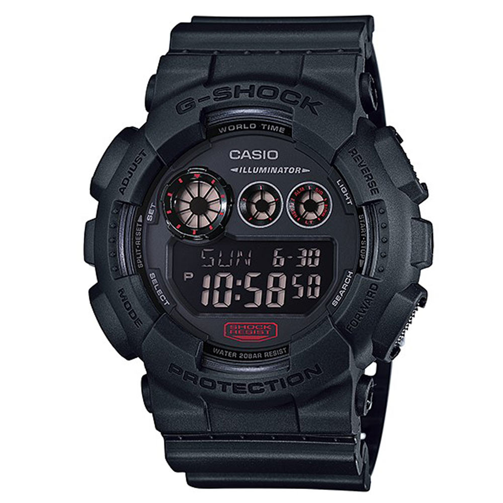 G-SHOCK酷炫黑夜螢光魅力潮流休閒錶(GD-120MB-1A)-霧面黑X紅/51.2mm