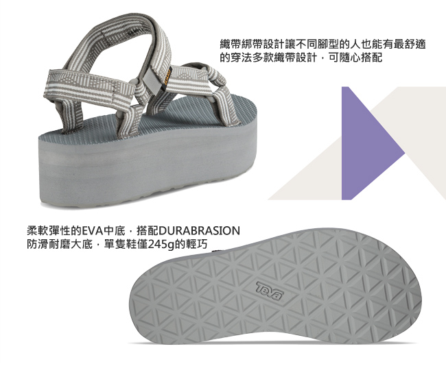 TEVA 美國 女 Flatorm Universal 織帶厚底涼鞋 (條紋灰)