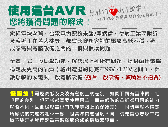 飛碟AVR-熱銷1KVA全電子式穩壓器 (三段)