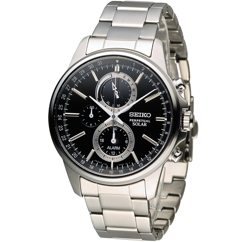 SEIKO SPIRIT 萬年曆多功能計時腕錶(SBPJ005J)-黑/41mm