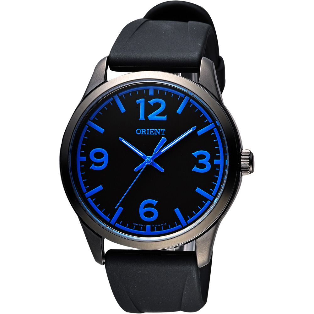 ORIENT 運動玩家大數字腕錶-黑x藍時標/43mm