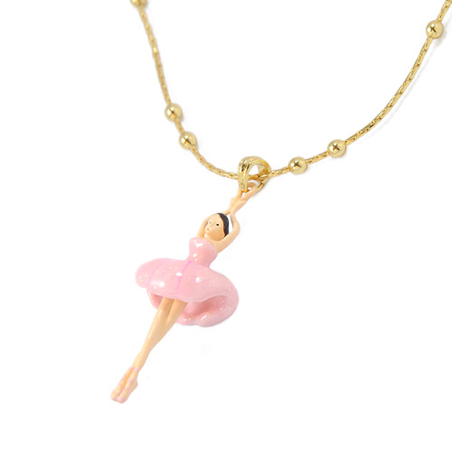 Les Nereides 優雅芭蕾舞女孩系列 淺粉色澎澎裙女孩金色項鍊