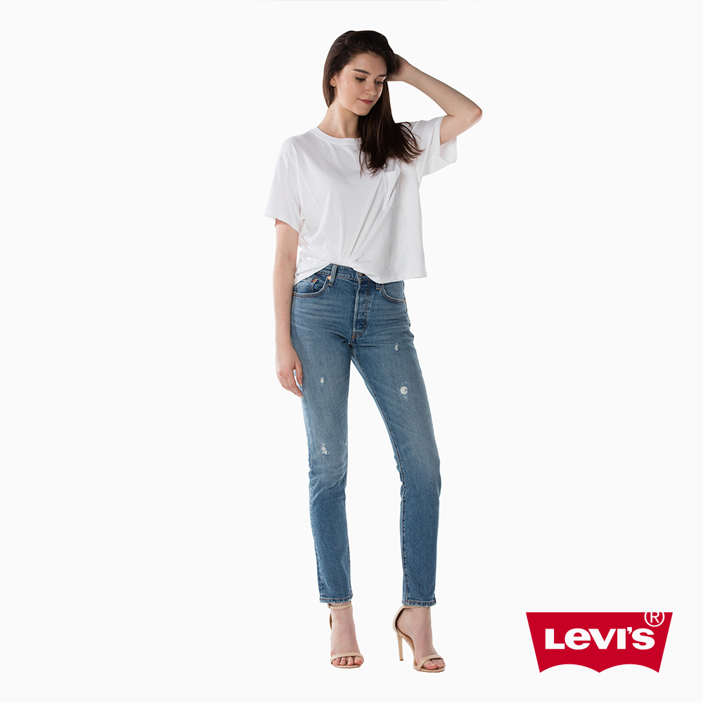Levis 女款 Skinny 高腰排釦牛仔長褲 彈性布料