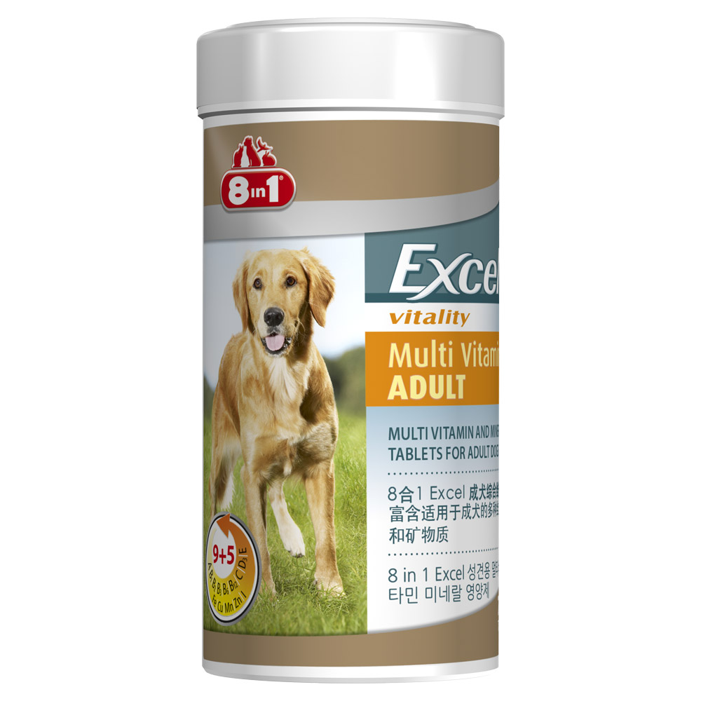 美國8in1 - Excel長效型 成犬綜合維他命 70錠 x 2罐
