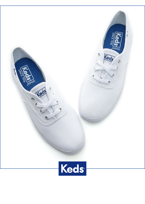 Keds 品牌經典綁帶休閒鞋-白色