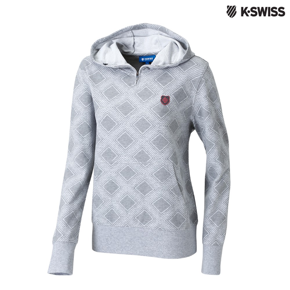 K-SWISS Allover Print Hoodie印花連帽上衣-女-灰