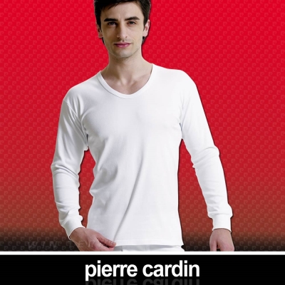 Pierre Cardin 皮爾卡登 排汗厚暖棉U領長袖衫(4入組)