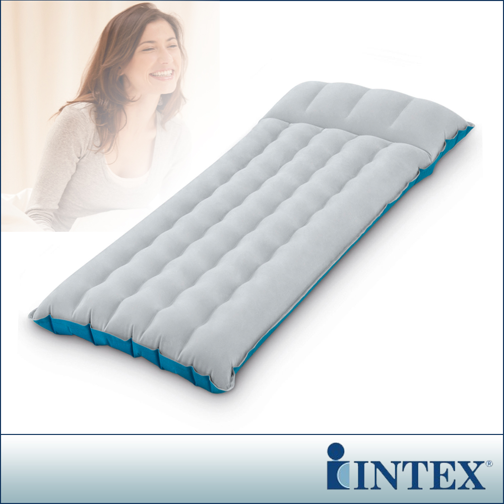 INTEX 單人野營充氣床墊/露營睡墊-寬67cm (灰藍色) (67997)