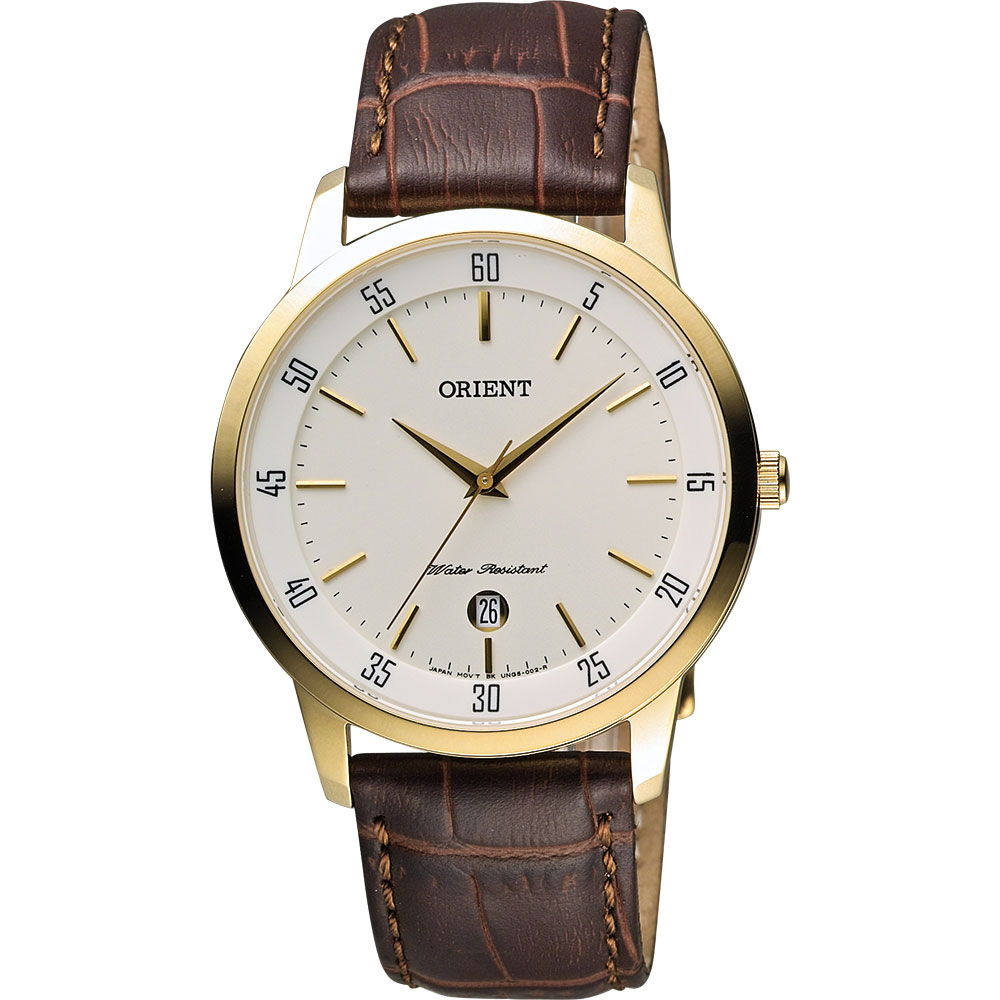 ORIENT 東方錶 SLIM系列城市時尚石英錶-米x金框/39mm