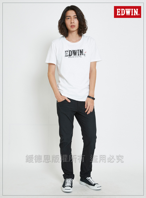 EDWIN 迦績褲EF磨毛保溫直筒色褲-男-黑色