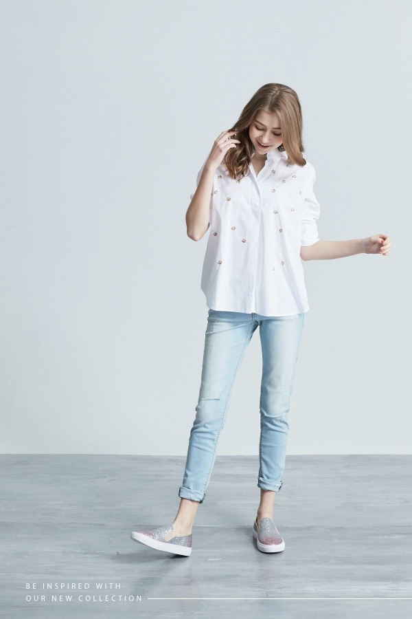 HERLS-耀眼奪目 SLIP ON亮片懶人鞋-亮粉