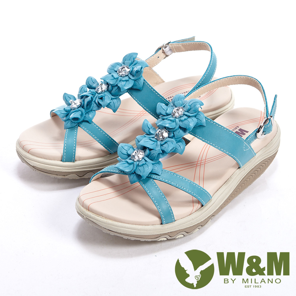 W&M 美麗三花扣環式涼鞋女鞋-淺藍