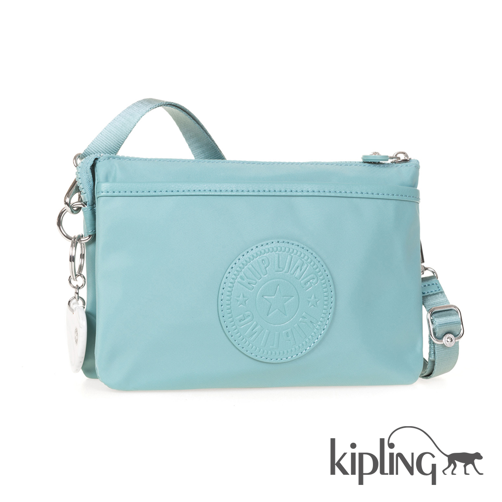 Kipling 斜背包 碧藍素面-小