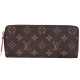 LV M42119 CLEMENCE 經典Monogram拉鍊長夾(咖啡色/內桃紅) product thumbnail 1