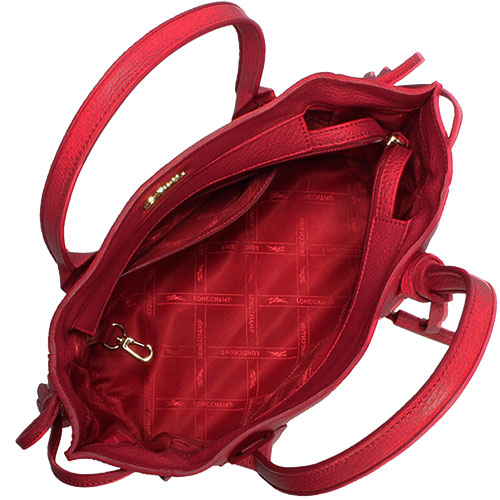 Longchamp Penelope小牛皮流蘇托特包(小)-寶石紅
