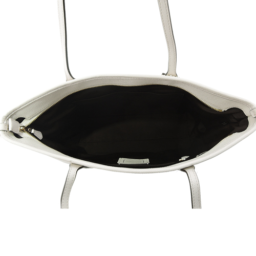 COACH 馬車 LOGO 素面防刮皮革托特包(白)