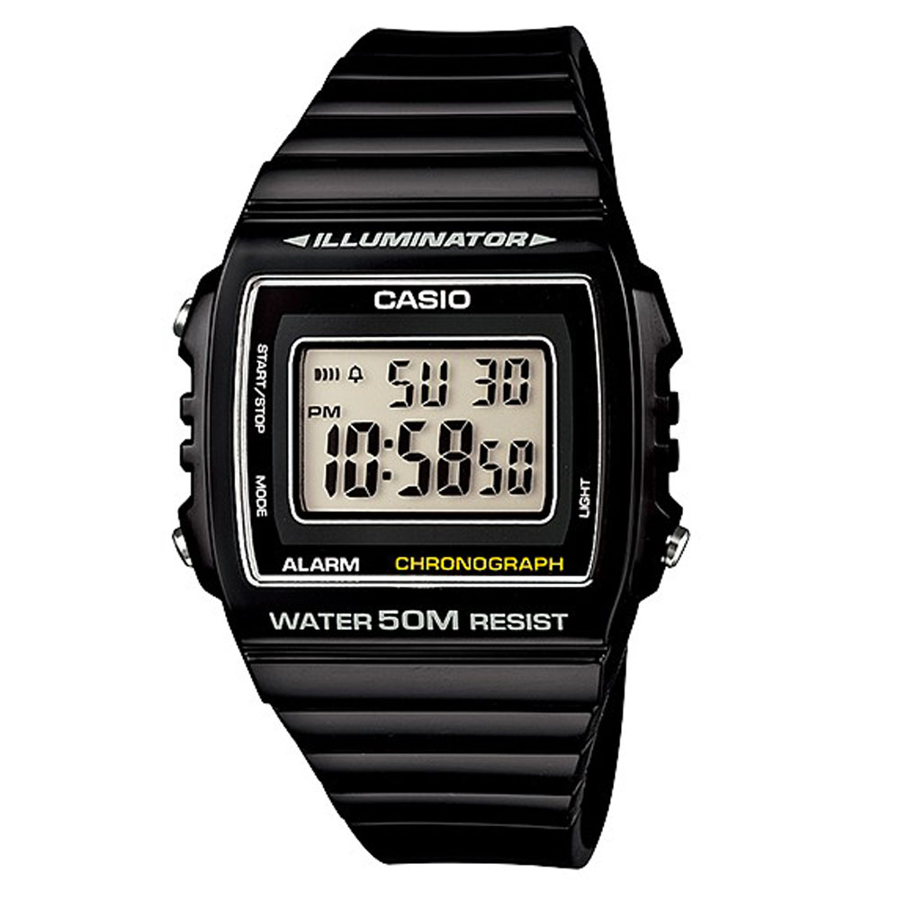 CASIO 超亮LED大螢幕方形數位錶(W-215H-1A)-酷炫黑/40mm