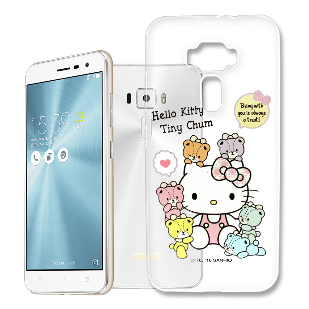 Hello Kitty 華碩 ZenFone 3 5.2吋 浮雕彩繪透明軟殼(熊好朋友)