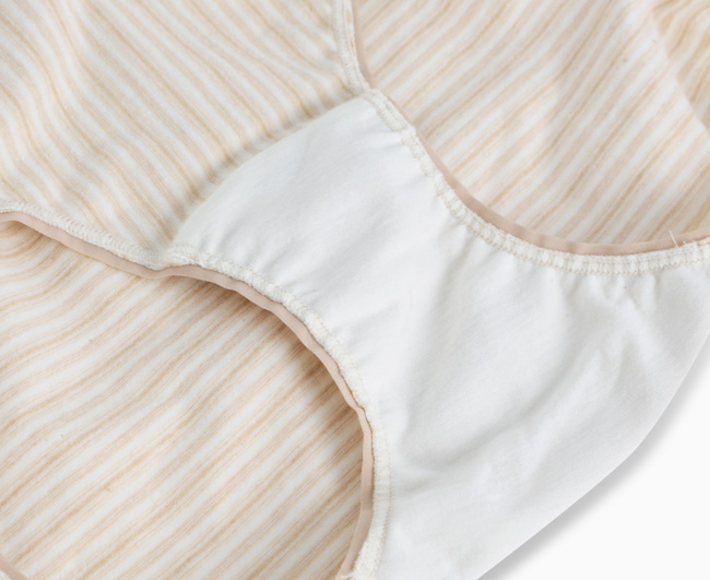 Gennies奇妮-天然原棉系列-孕婦高腰內褲(GB30-條紋棕)