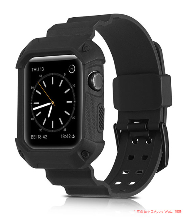 一體成形 Apple Watch 防摔錶殼 運動矽膠錶帶(42mm)