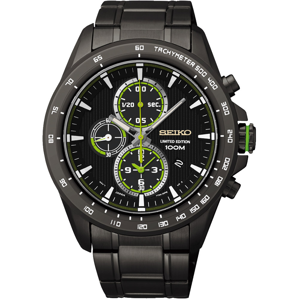 SEIKO Criteria 星際航行三眼計時腕錶(SNDG33P1)-黑x綠/43mm