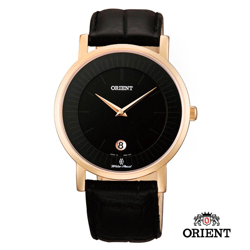 ORIENT 東方錶 SLIM系列 超薄簡約優雅阿拉伯數字藍寶石鏡面石英錶-黑色/38mm