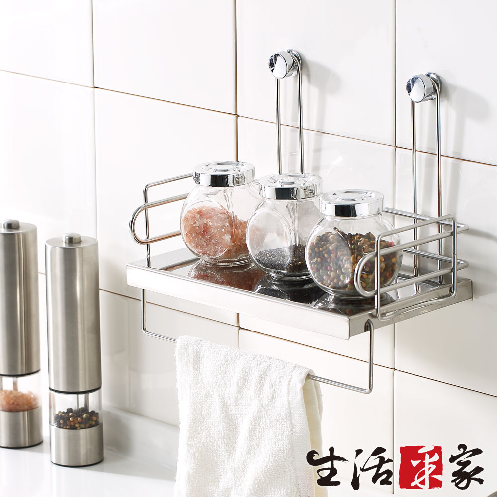 【生活采家】台灣製#304不鏽鋼廚房調味料抹布架#27144