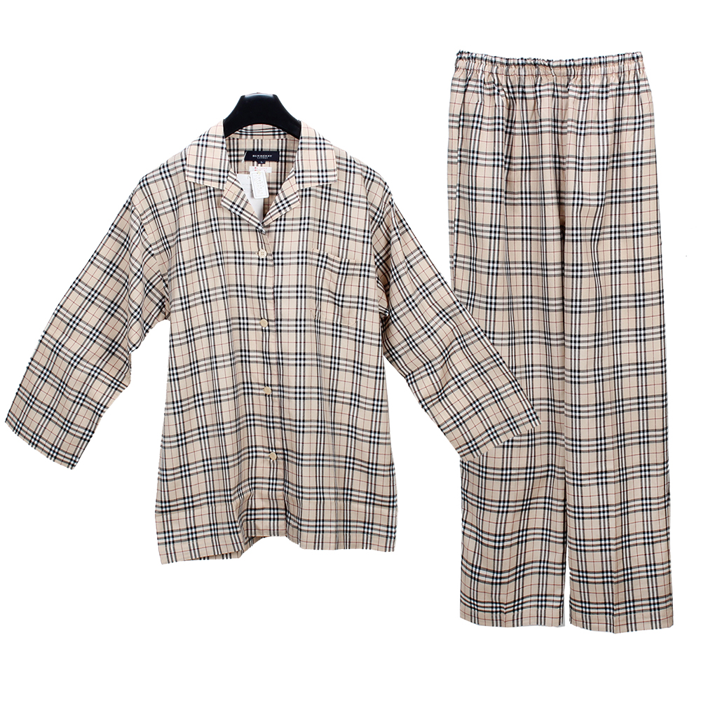 BURBERRY經典格紋純棉休閒家居服套組-淺駝色| 精品服飾/鞋子| Yahoo