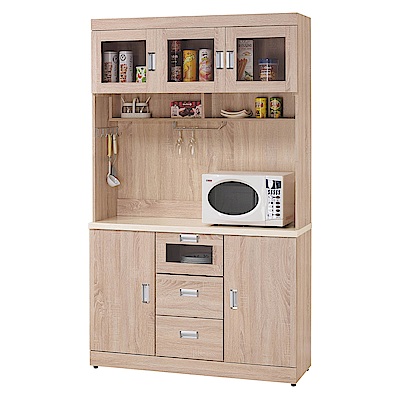 H&D 原橡4尺碗盤櫃組 (寬121X深43X高205cm)