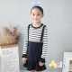 Azio Kids 童裝-洋裝 條紋荷葉裙襬吊帶長袖洋裝(深藍) product thumbnail 1