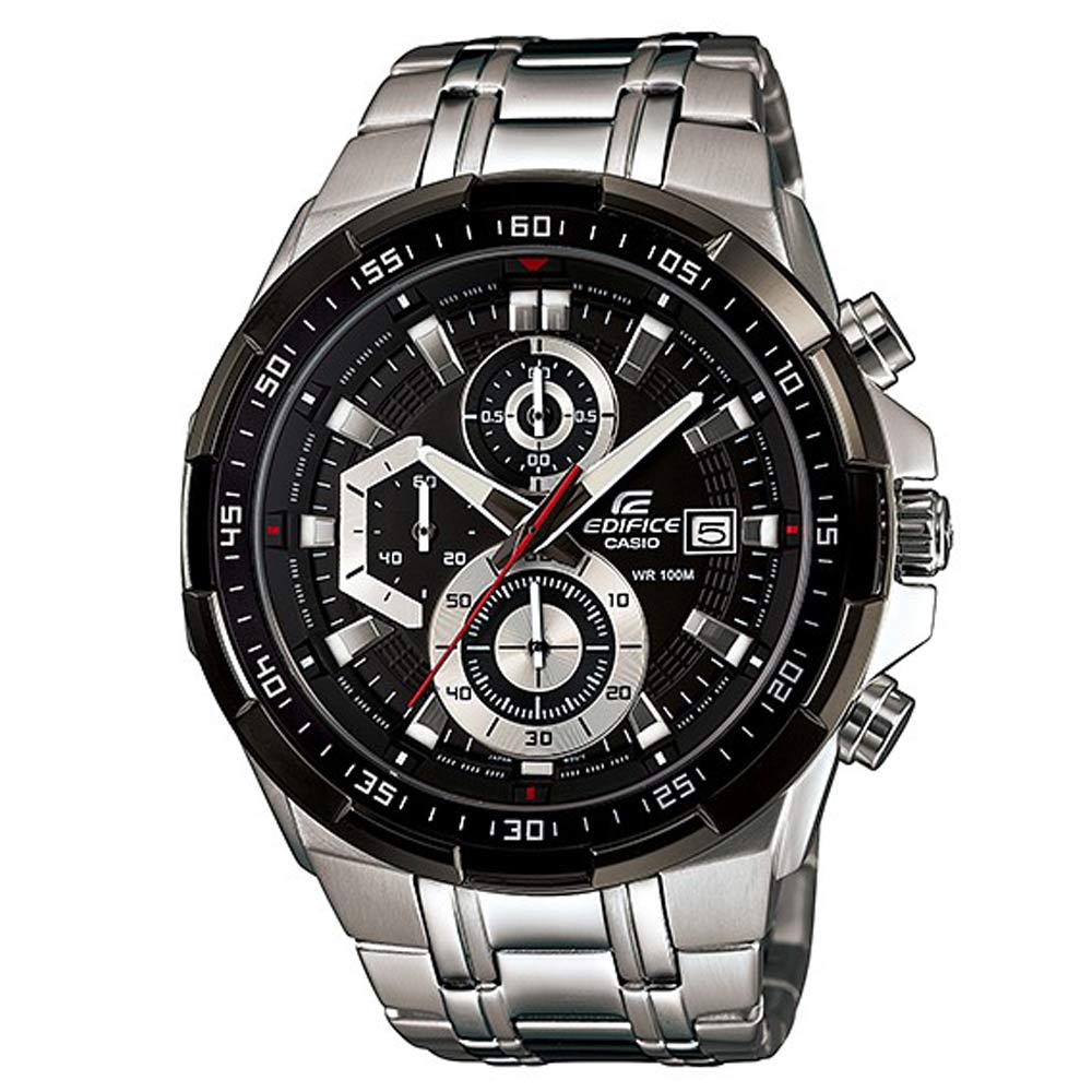 EDIFICE流線三眼設計魅力極速賽車計時錶(EFR-539D-1A)-黑面/49.5mm