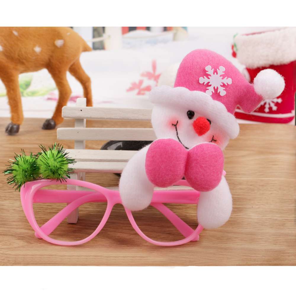 摩達客 聖誕派對造型眼鏡-粉紅帽雪人