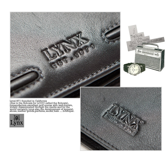 Lynx - 山貓經典品牌風真皮款2卡1照名片夾