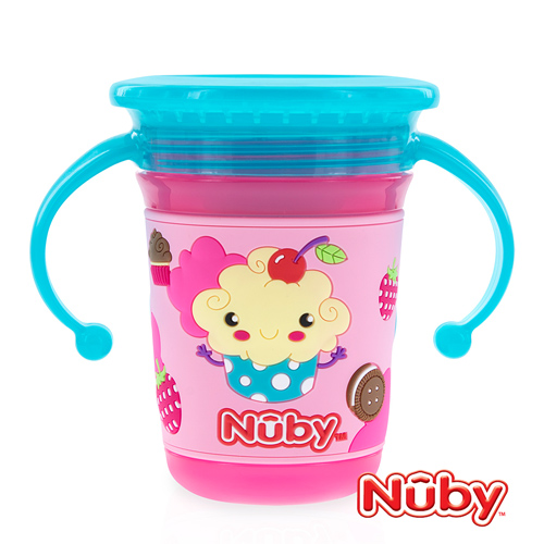 Nuby 3D 360度喝水杯240ml-粉冰淇淋(6M+)