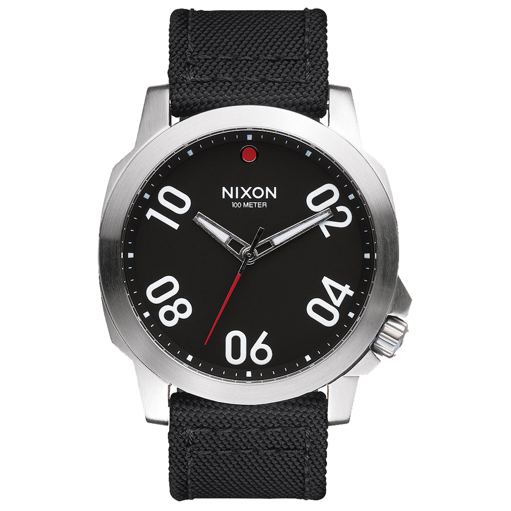 NIXON RANGER星際領航員時尚潮流腕錶-銀框黑x帆布帶/44mm