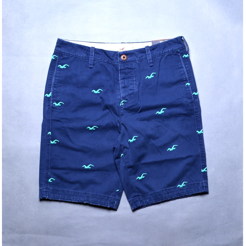 HOLLISTER Co. 海鷗刺繡休閒棉短褲-藍