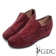 GDC-麂皮水鑽蕾絲拼接拉鍊內增高休閒懶人鞋-紅色 product thumbnail 1