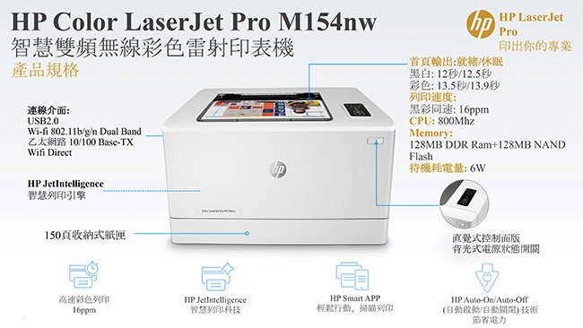 HP Color LaserJet Pro M154nw 彩色雷射印表機