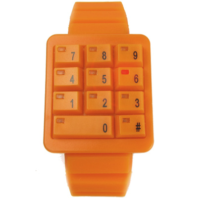 CLICK 創意爆破數字鍵盤個性腕錶-橘/40mm