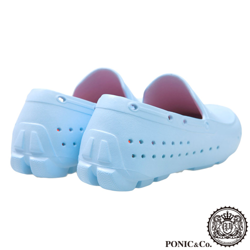 (男/女)Ponic&Co美國加州環保防水洞洞懶人鞋-粉藍色