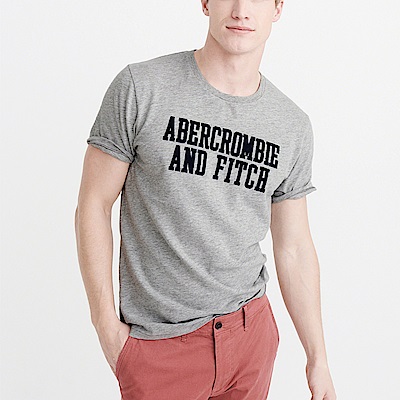 A&F 經典刺繡文字短袖T恤-灰色 AF Abercrombie