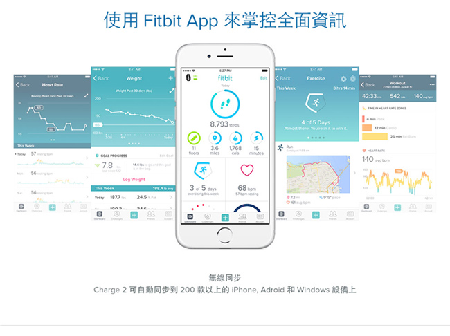 Fitbit Charge 2 無線心率監測專業運動手環 特別版